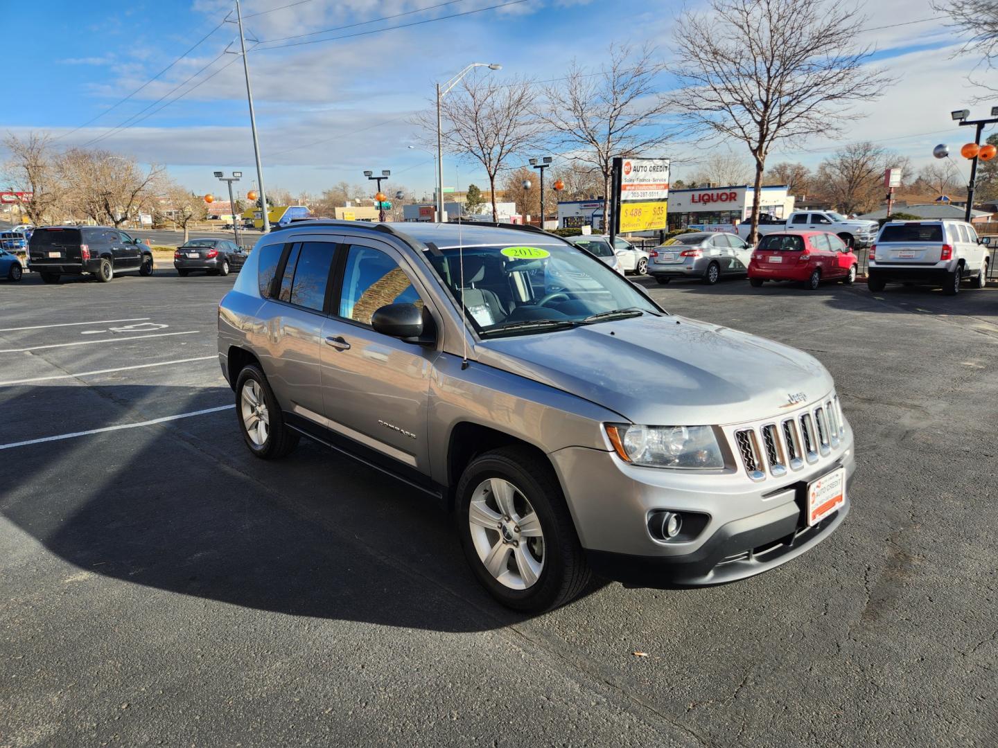 2015 Billet Silver Metallic Clearcoat /Dark Slate Gray Jeep Compass Sport (1C4NJDBB9FD) with an 2.4L I4 DOHC 16V Dual VVT engine, Automatic transmission, located at 10890 W. Colfax Ave., Lakewood, CO, 80215, (303) 274-7692, 39.739914, -105.120132 - 2015 Jeep Compass<br><br>D1 Auto NEVER charges dealer fees! All cars have clean titles and have been inspected for mechanical issues. We have financing for everyone. Good credit, bad credit, first time buyers.<br><br>Please call Lakewood Location 303-274-7692 or Thornton 303-287-5511 to schedule a t - Photo#3